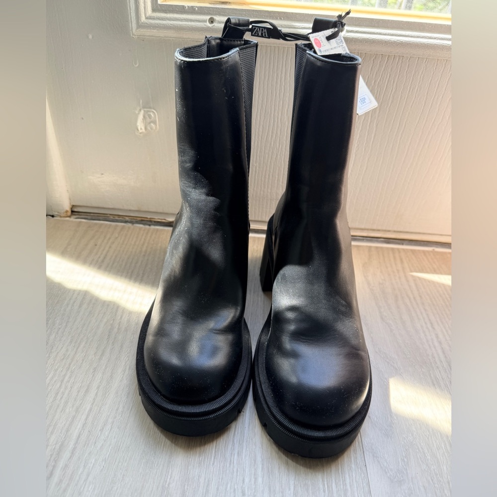 Zara Sleek Black Heeled Boots